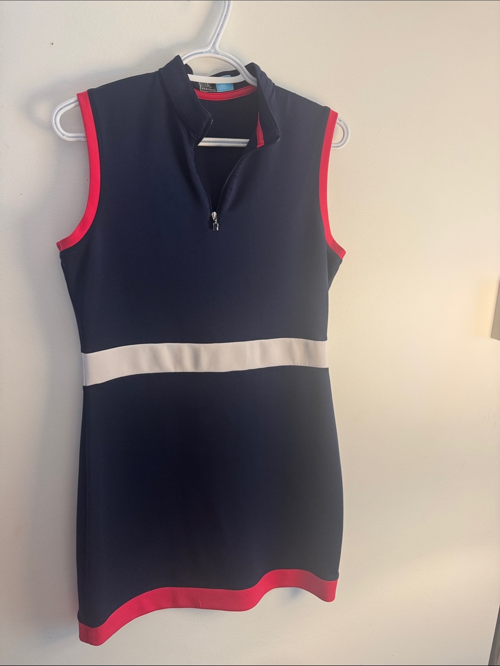 PGA Tour Navy Sleeveless Dress with White Waist Band and Pink Trim